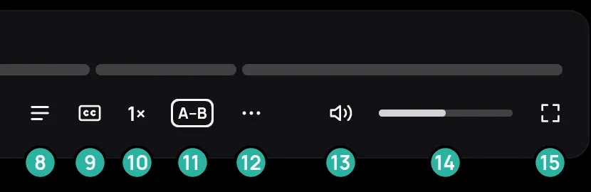 The right part of the playback bar, numbered 8 to 15