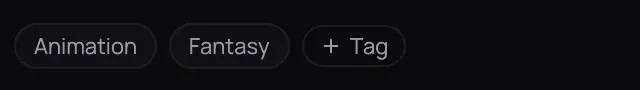 A title's genre and tag chips, with the + Tag chip after them